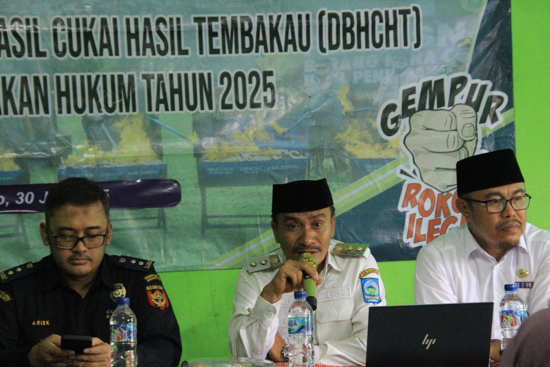 SOSIALISASI DBHCHT BIDANG PENEGAKAN HUKUM, WABUP DOMPU: MARI KITA SAMA-SAMA BRANTAS ROKOK ILEGAL