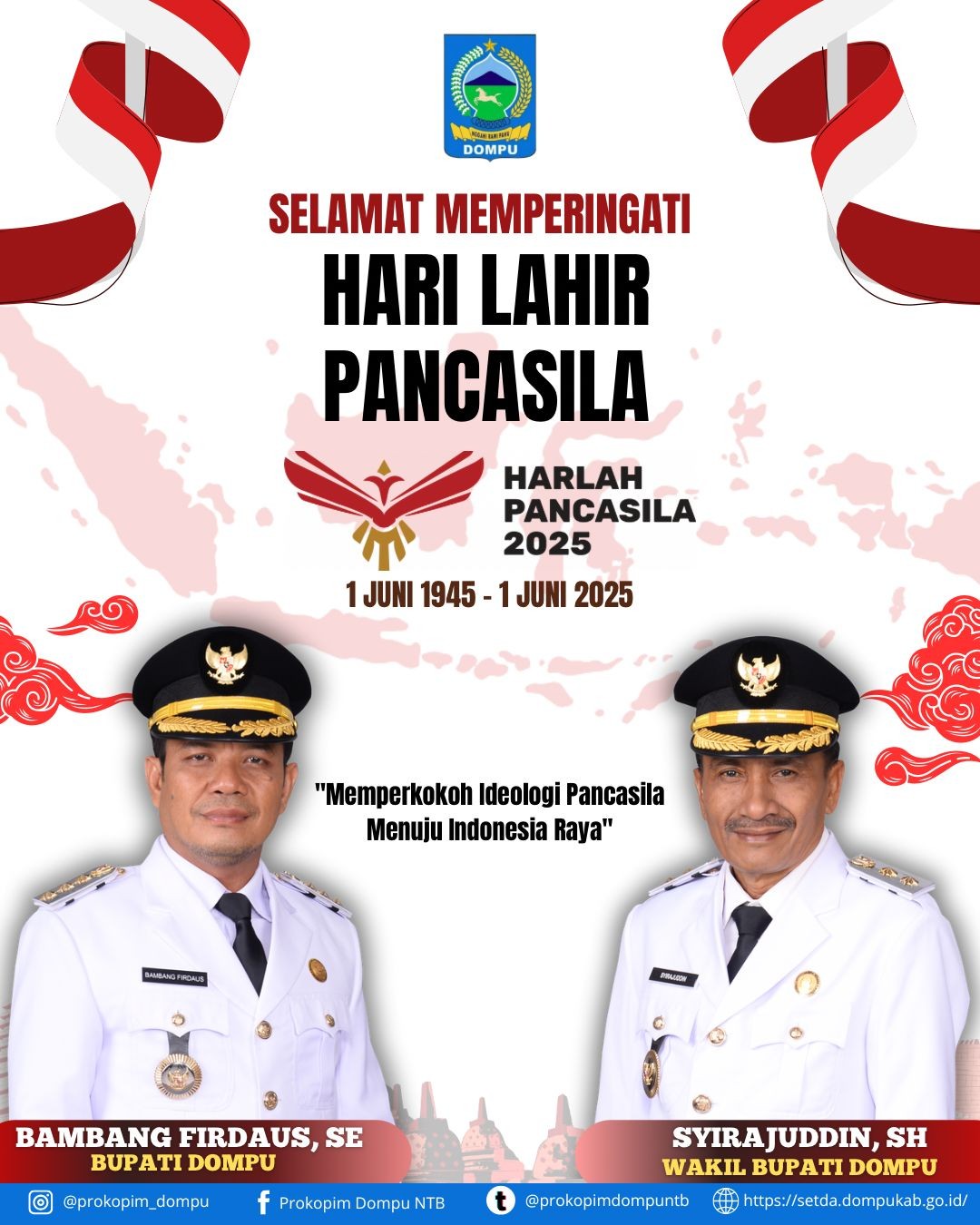 Pemda Dompu Laksanakan Upacara Peringatan Harlah  Pancasila  Senin, 2 Juni 2025