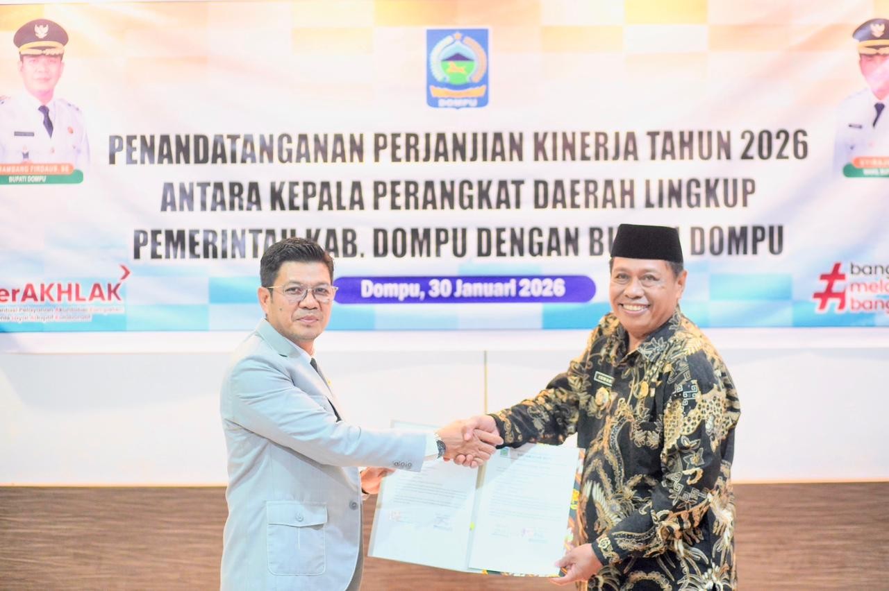 Tingkatkan kinerja OPD, Bupati Dompu Pimpin Penandatanganan Perjanjian kinerja Tahun 2026
