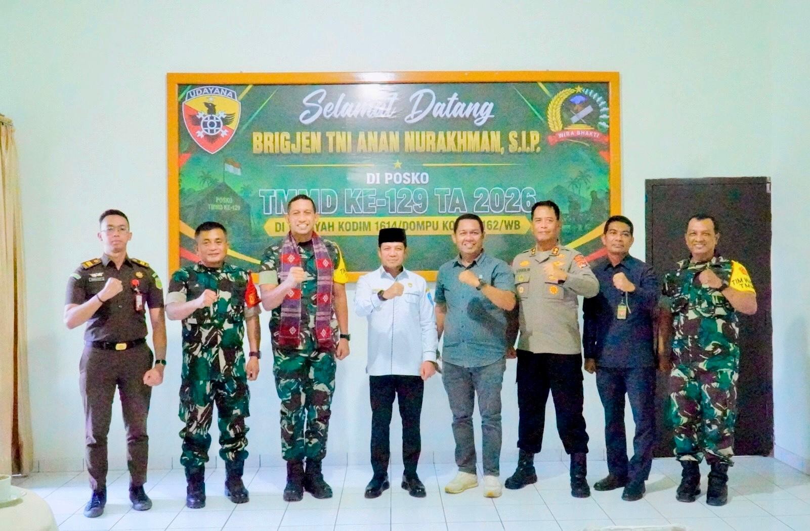 Bupati Dompu Bambang Firdaus Terima Kunjungan  Tim Wasev TMMD Ke-129