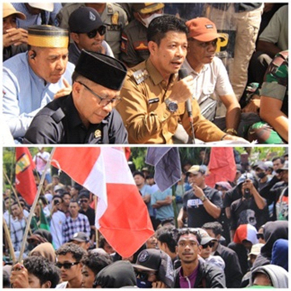 Unjuk Rasa Damai AMRD, Bupati dan Seluruh Anggota DPRD Dompu Temui Langsung Masa Aksi