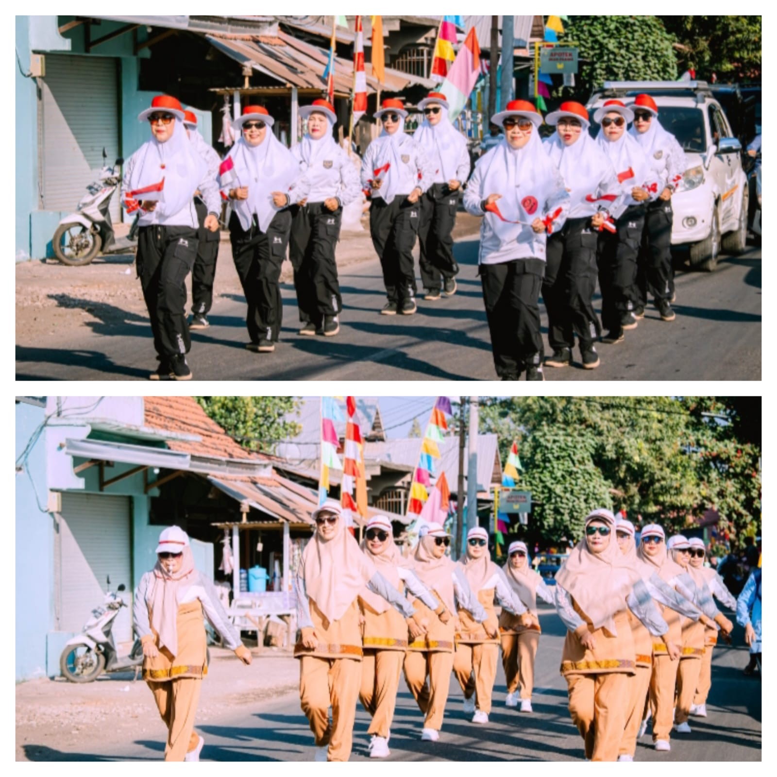 Ketua PKK dan Ketua GOW Dompu Ikut Tampil Dalam Regu Gerak Jalan 8 KM