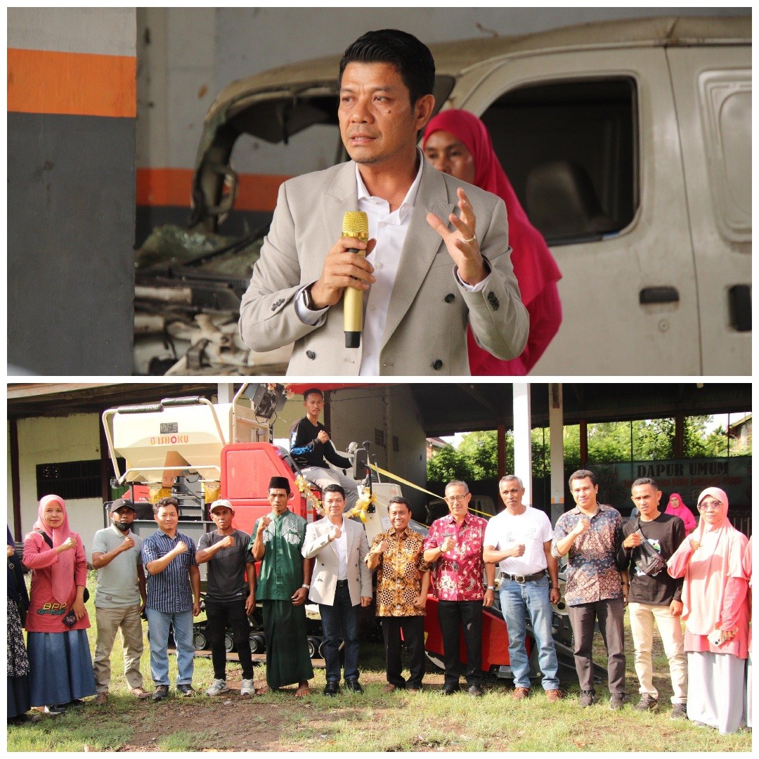 Bupati Dompu Serahkan Alsintan Brigade Combine Harvest pada Gapoktan Desa Wawonduru