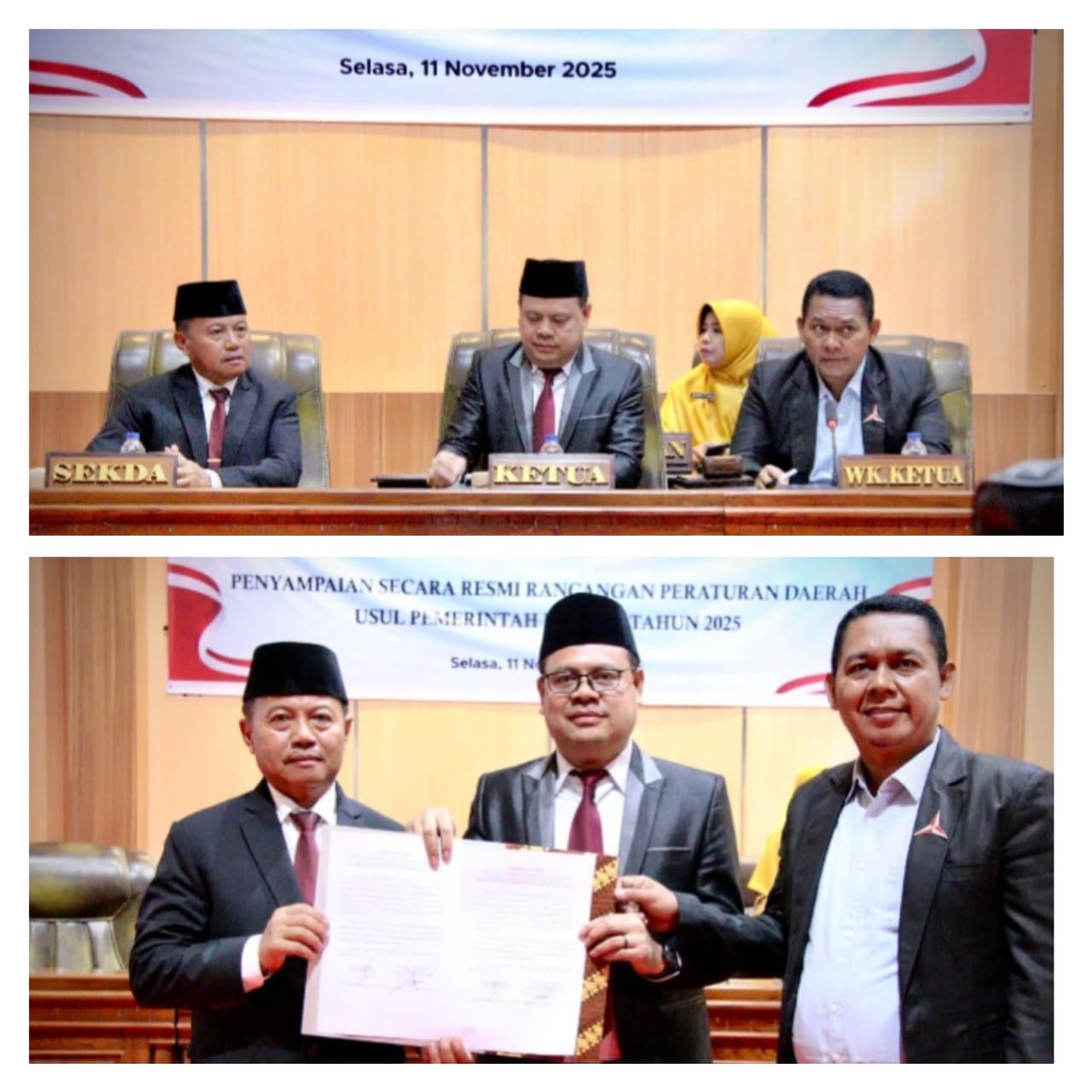 Bupati Dompu Diwakili Sekda Hadiri Rapat Paripurna DPRD Dengan Agenda Penyampaian Raperda